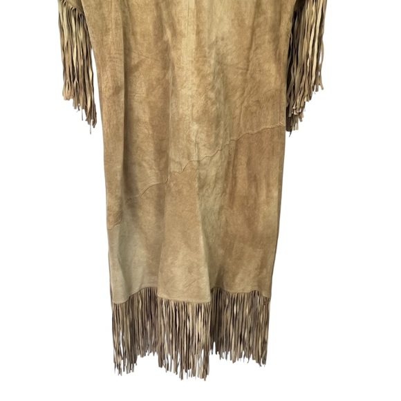 Vintage Wanted by Outlaw Suede Look Fringe & Beaded Western Dress Size Medium - Picture 9 of 13